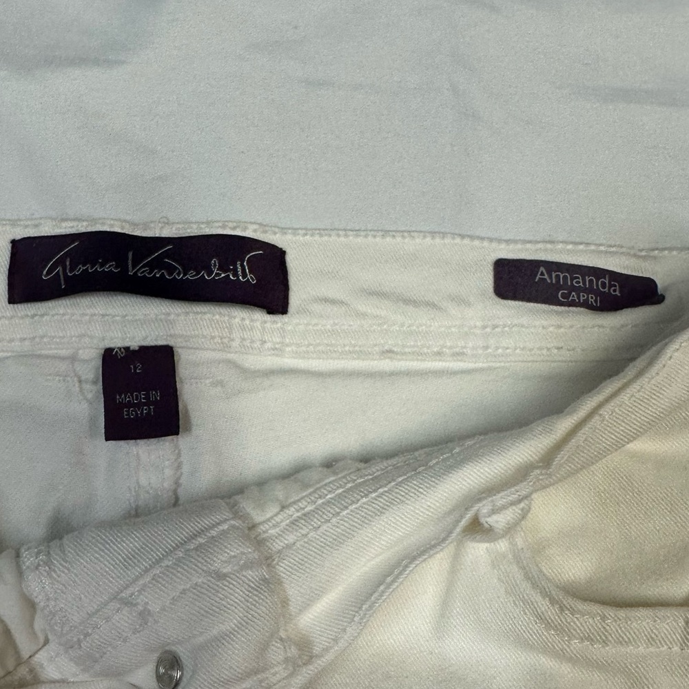 Gloria Vanderbilt Long White Shorts | Embellish Pockets | Ladies Size 12 Vintage - Picture 5 of 7
